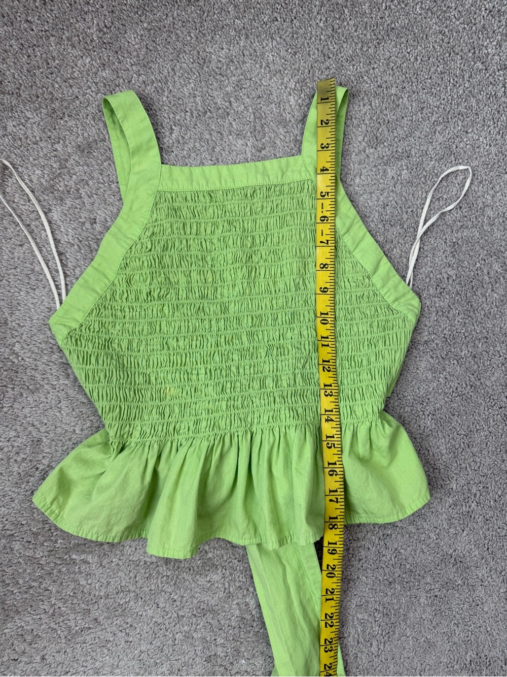 Free People Tie Back Smocked Tank Top Green XS - Picture 6 of 6
